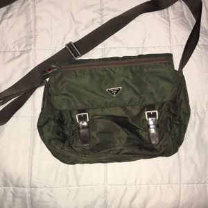 Prada nylon messenger bag.